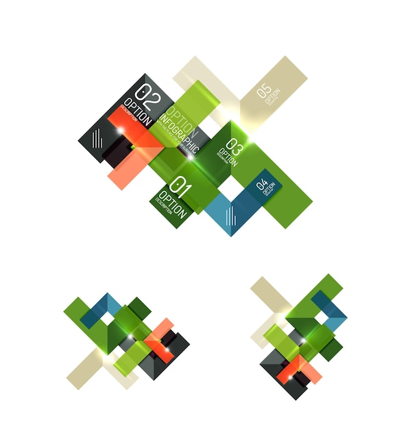 Plantillas de infografía geométrica de papel abstracto