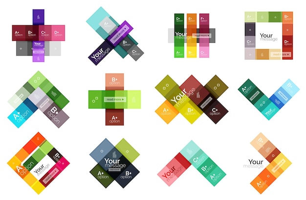 Plantillas de infografía de rayas de color vectorial con texto de opción de muestra aislado en blanco Fondo de línea abstracta de negocio geométrico para opciones de número de diagrama de diseño de flujo de trabajo o diseño web