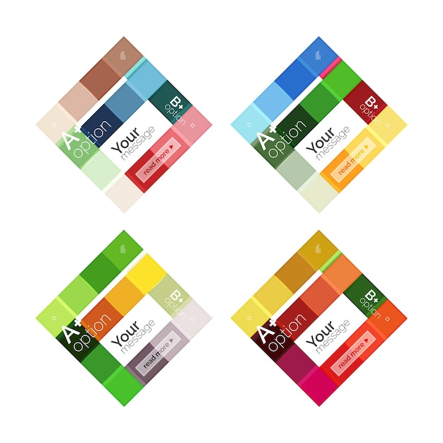 Plantillas de infografía de rayas de color vectorial con texto de opción de muestra aislado en blanco Fondo de línea abstracta de negocio geométrico para opciones de número de diagrama de diseño de flujo de trabajo o diseño web