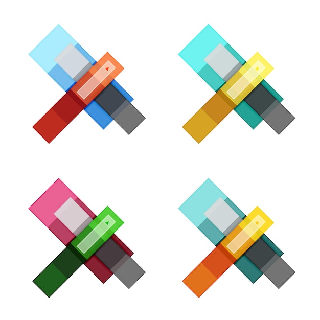 Plantillas de infografía de rayas y líneas en blanco vectorial para opciones de número de diagrama de diseño de flujo de trabajo o diseño web