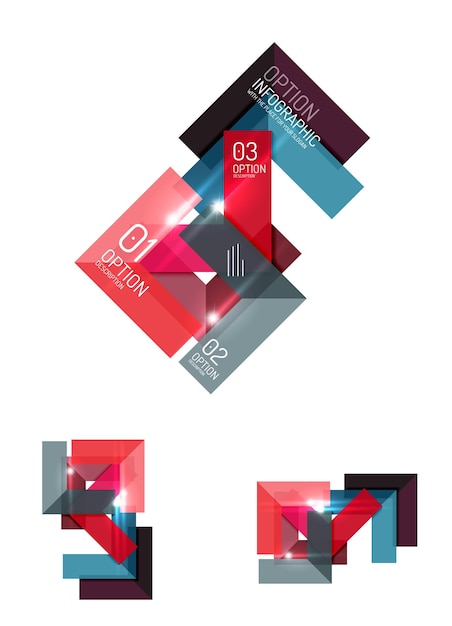Plantillas de infografías geométricas de papel abstracto