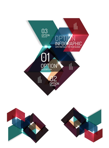 Plantillas de infografías geométricas de papel abstracto