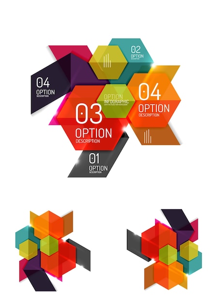 Plantillas de infografías geométricas de papel abstracto