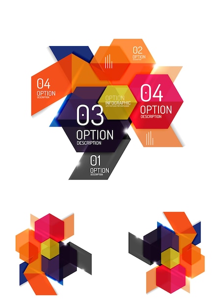 Plantillas de infografías geométricas de papel abstracto
