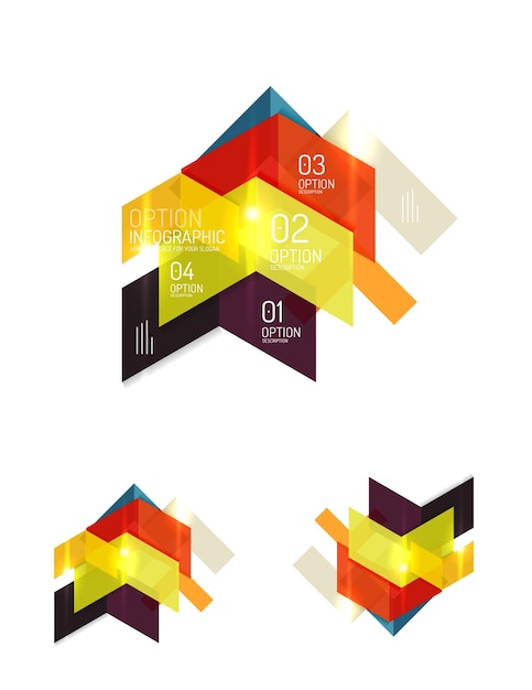 Plantillas de infografías geométricas de papel abstracto