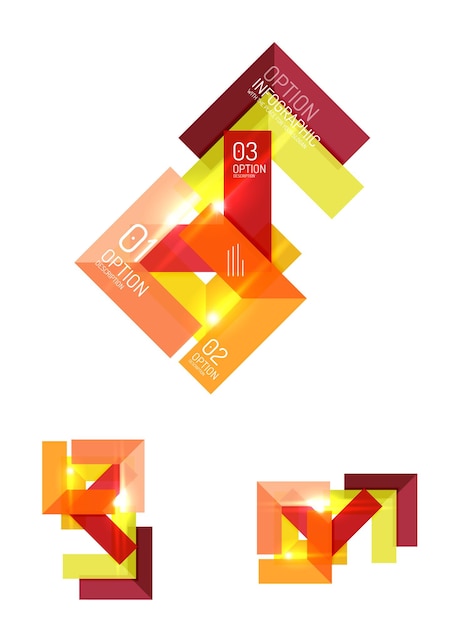 Plantillas de infografías geométricas de papel abstracto