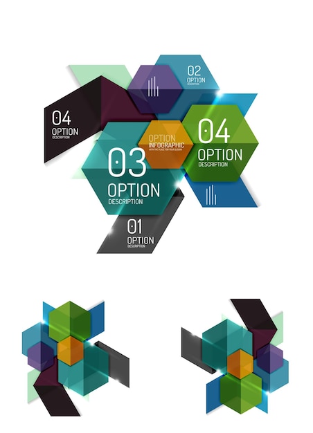 Plantillas de infografías geométricas de papel abstracto