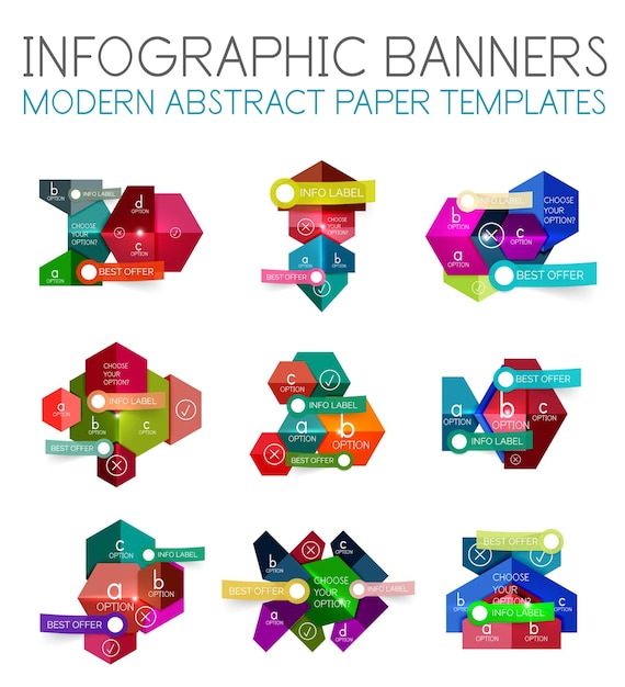 Plantillas de infografías de negocios geométricos