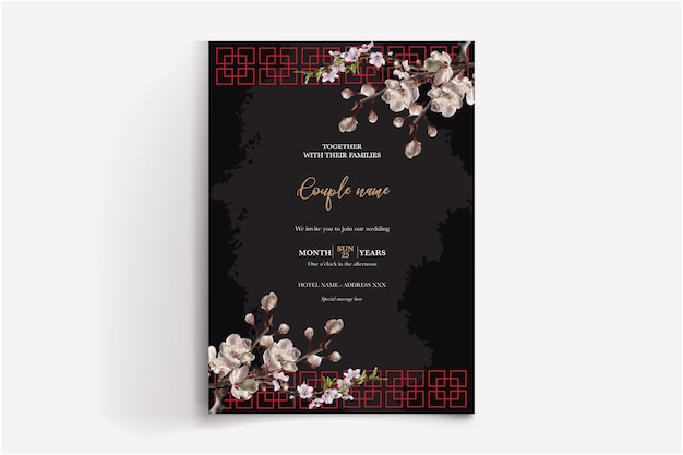 plantillas de invitación de boda china