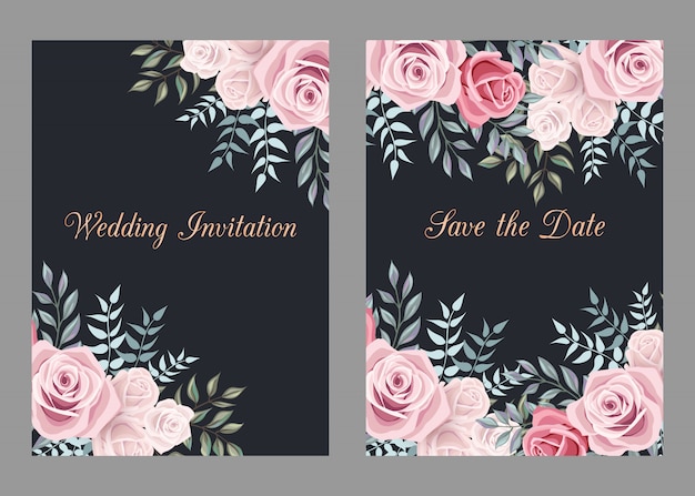 Plantillas de invitación de boda con flores