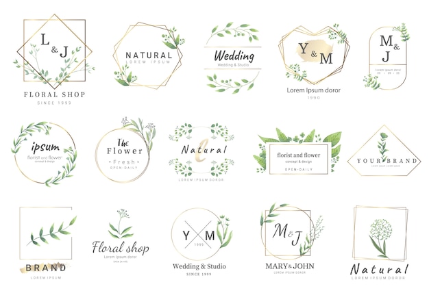 Plantillas de logos florales premium