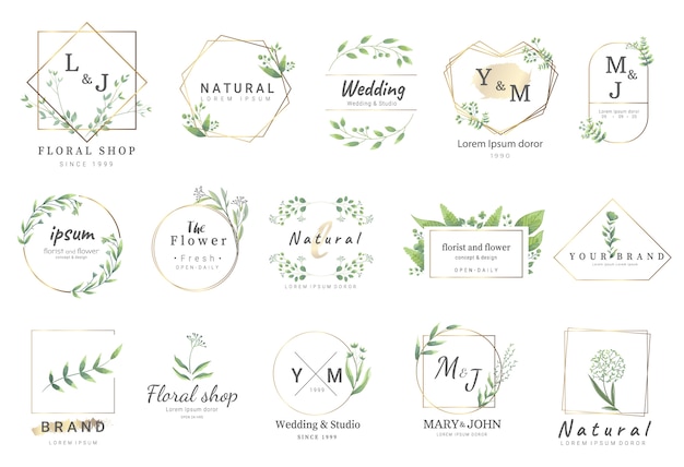 Plantillas de logos florales premium