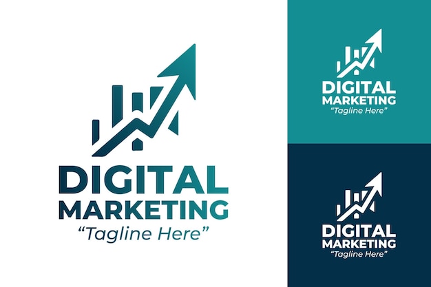 plantillas de logotipo de la agencia de marketing digital profesional en azul y verde