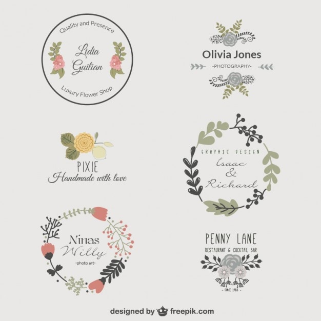 Vector plantillas de logotipo florales premium