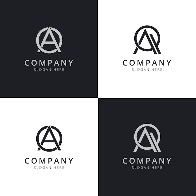 Plantillas de logotipo inicial de letra AO AQ