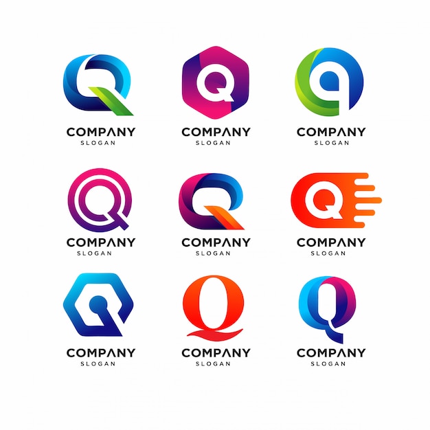 Vector plantillas de logotipo de la letra q moderna