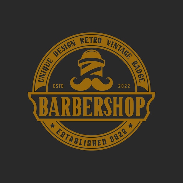 Plantillas de logotipo retro de insignia vintage de barbería