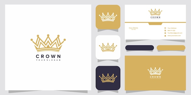 Plantillas de logotipos de corona y diseño de tarjetas de presentación