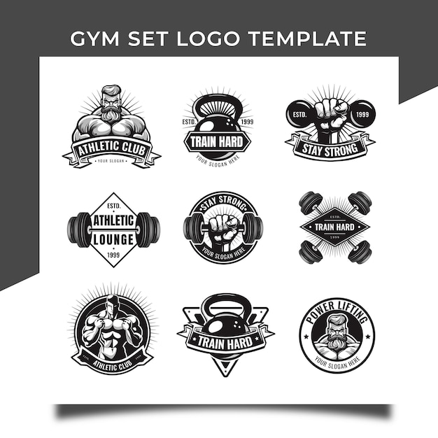 Las plantillas de logotipos de Creative Gym Set Diseño vectorial