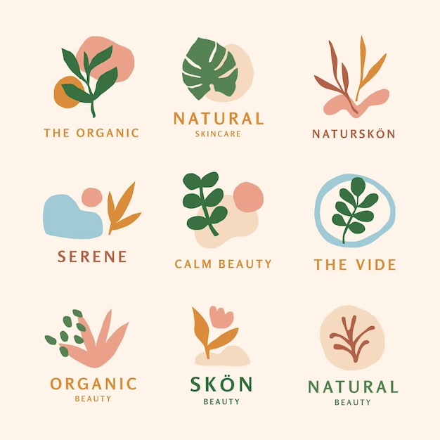 Plantillas de logotipos creativos diseño estético para el conjunto de negocios de belleza vector