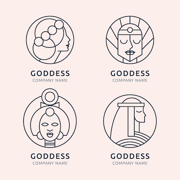 Plantillas de logotipos de diosa lineal