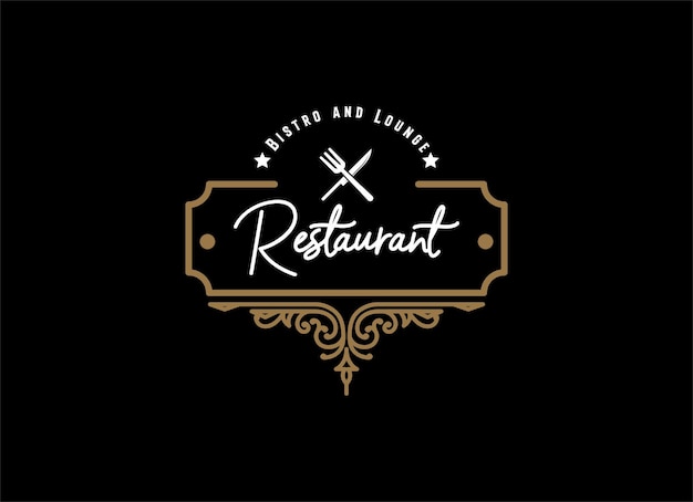 Plantillas de logotipos con elementos monogramados y adornos florecientes para restaurantes