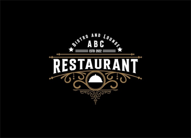 Vector plantillas de logotipos con elementos monogramados y adornos florecientes para restaurantes
