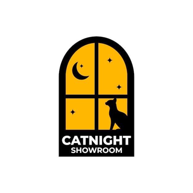 Plantillas de logotipos de windows cat night