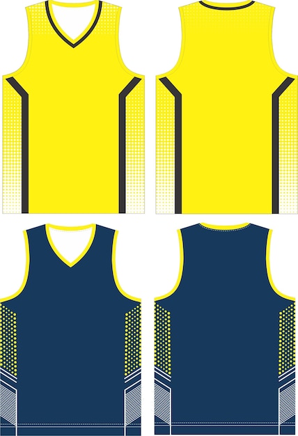 Vector plantillas de maquetas de vista frontal y trasera de camisetas de uniforme de baloncesto