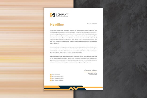 Plantillas de membrete de estilo empresarial de color naranja para el diseño de su proyecto