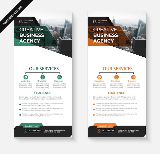 Plantillas modernas de folletos de tarjetas publicitarias o dl