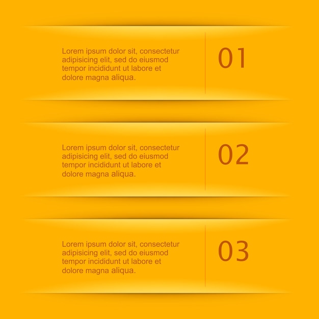 Plantillas de navegación infográficas amarillas con signo de número creativo.