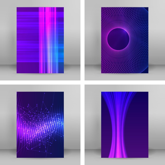 Plantillas de negocios para presentaciones multipropósito Fácil editable vector EPS 10 folleto de diseño de diseño Publicidad en formato A4 Efecto de neón de la aurora boreal en el volante de la fiesta del evento de fondo púrpura