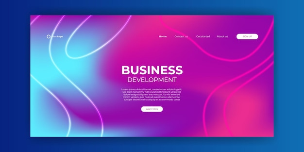 Vector plantillas de página de destino vívidas vibrantes azul rosa púrpura con formas abstractas geométricas modernas. fondo abstracto de moda para el diseño web de la página de destino. fondo mínimo para diseños de sitios web.