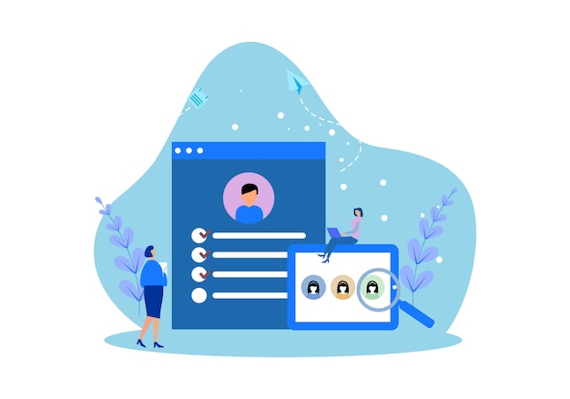 Plantillas de páginas web de diseño plano de trabajo de reclutamiento en línea