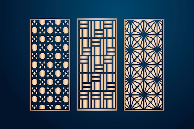 Las plantillas de panel ornamental de corte láser islámico establecen patrones de bordes de encaje decorativos vectoriales