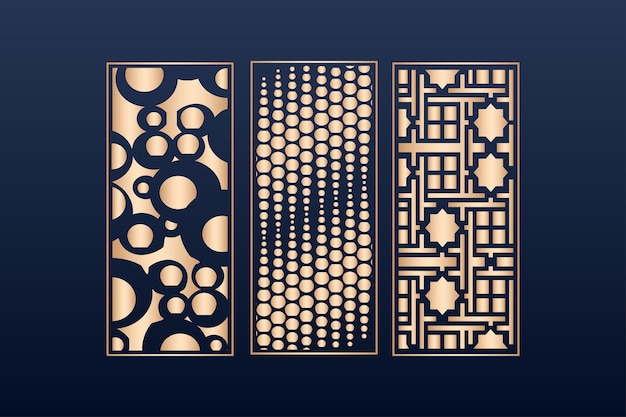Plantillas de paneles ornamentales cortados con láser establecen patrones de bordes de encaje decorativos elementos decorativos vectoriales
