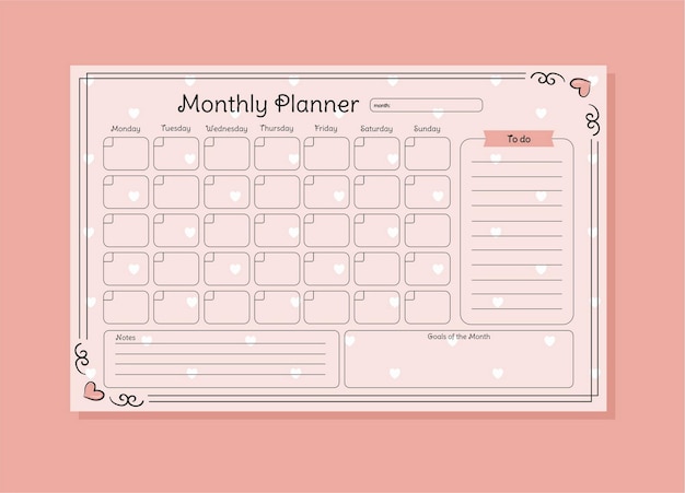 Plantillas de planificador mensual imprimibles para personalizar