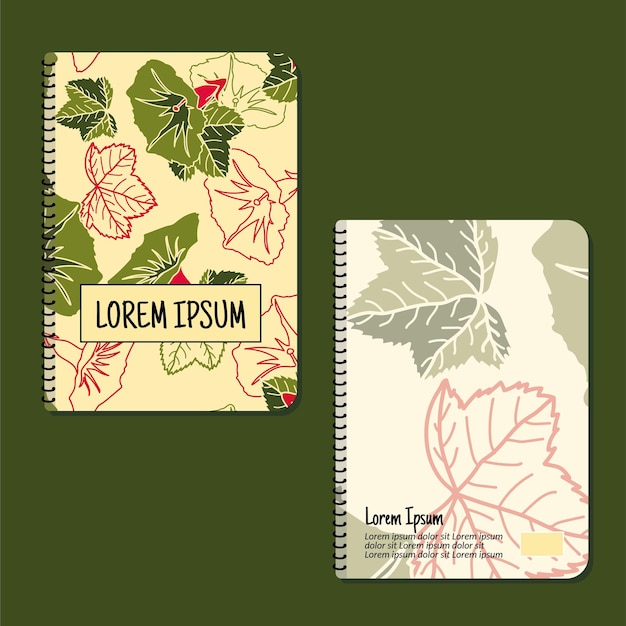 Plantillas de portada Diseños de patrones de flores y hojas Aplicable para cuadernos y diarios, planificadores, folletos, libros, catálogos, etc. Repita los patrones y máscaras que se pueden cambiar de tamaño