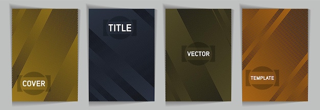 Plantillas de portada de vector de gradiente metálico de textura de rayas diagonales
