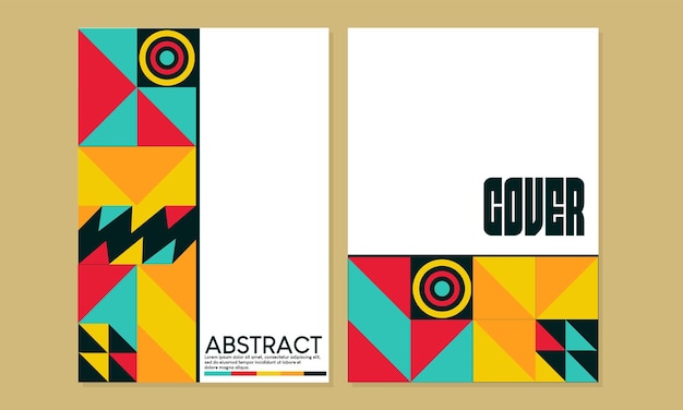 Plantillas de póster con formas geométricas abstractas, retro, bauhaus, diseño de estilo geométrico suizo