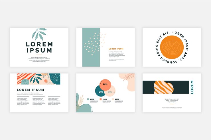 Vector plantillas de presentación de negocios de diseño plano dibujadas a mano