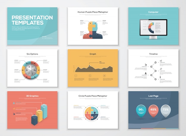 Vector plantillas de presentación de negocios e infografías de elementos vectoriales