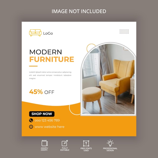 Vector plantillas de publicación de redes sociales de muebles diseño moderno