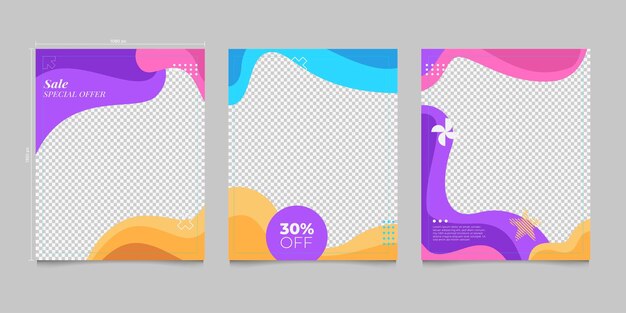 Las plantillas de publicaciones de Instagram de venta de colores brillantes