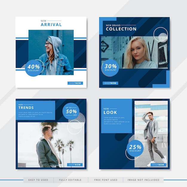 Vector plantillas de publicaciones de redes sociales adecuadas para empresas de moda o ropa