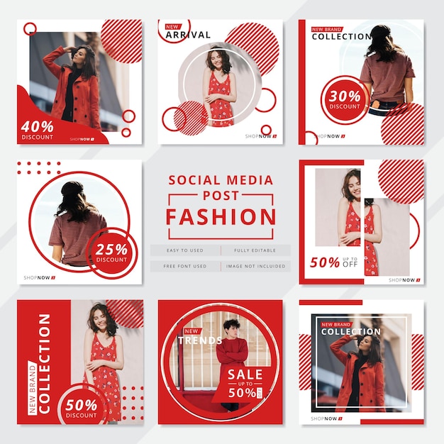 Plantillas de publicaciones de redes sociales adecuadas para empresas de moda o ropa