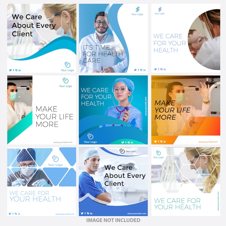 Vector plantillas de publicaciones de redes sociales médicas