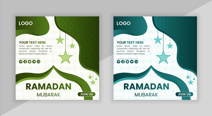 Plantillas de publicaciones en redes sociales para el mes de Ramadán Mubarak