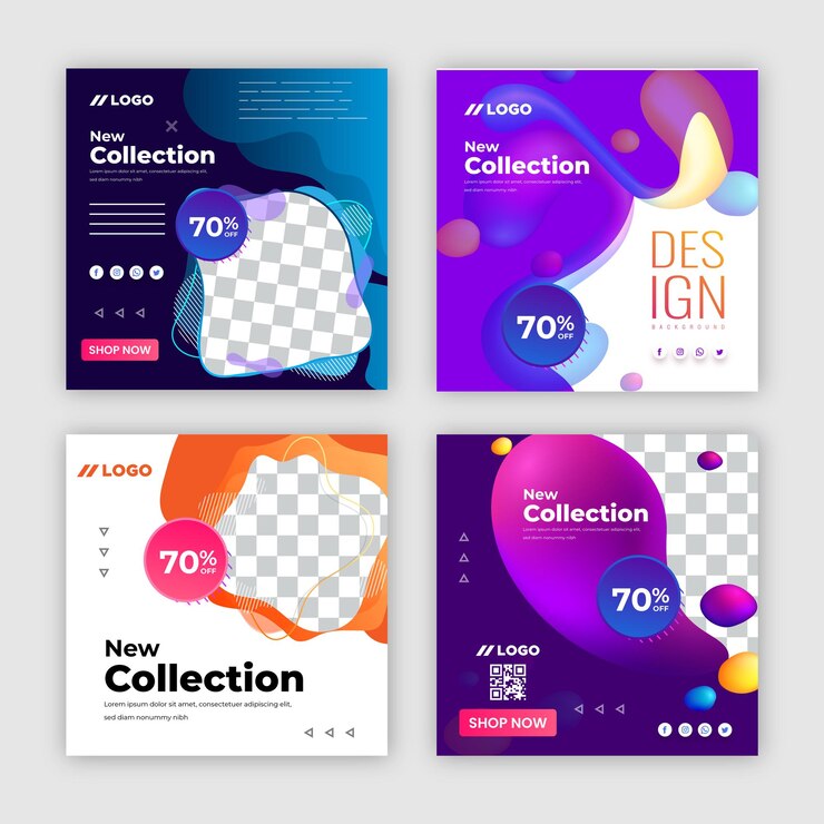 Vector plantillas de redes sociales abstractas y fluidas